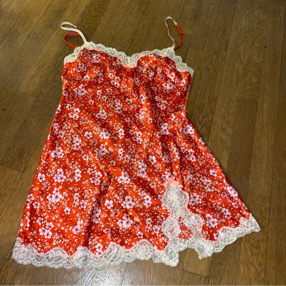 Victoria's Secret Red Floral Chemise